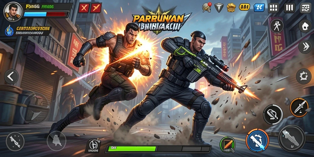 Ilustrasi gameplay FW66 yang penuh aksi dan pertarungan yang mendebarkan.