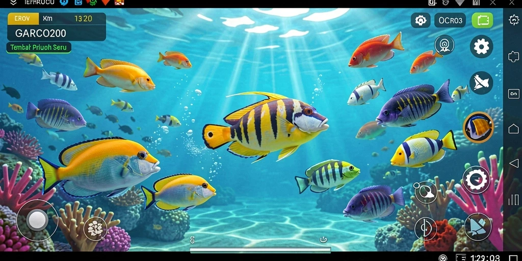 Tampilan seru gameplay menangkap ikan di GARCO200.
