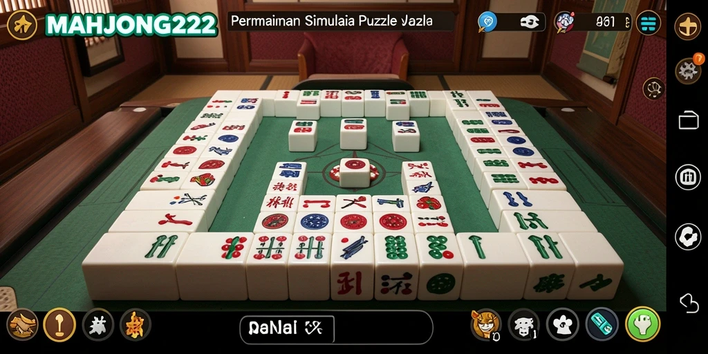 Tampilan menyenangkan dari gameplay <strong>MAHJONG222</strong> dengan ubin yang mencolok.