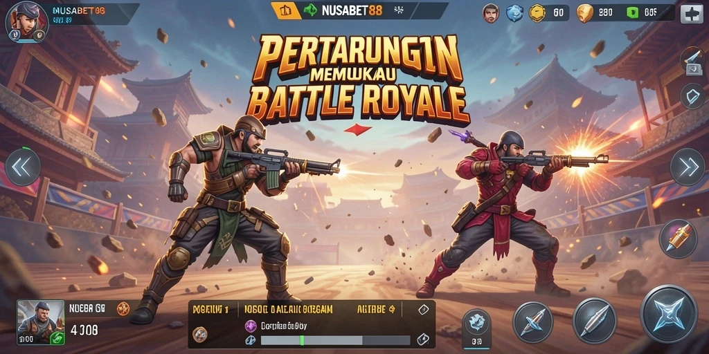 Screenshot utama NUSABET88 menampilkan pertempuran mendebarkan dalam arena Battle Royale.