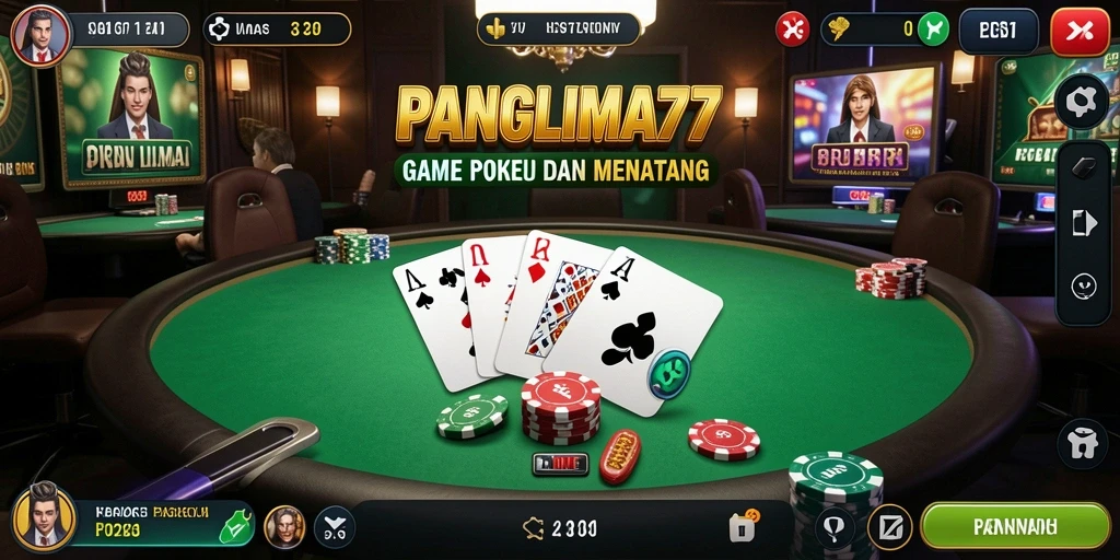 Screenshot gameplay seru di PANGLIMA77, menunjukkan momen intens permainan Poker.
