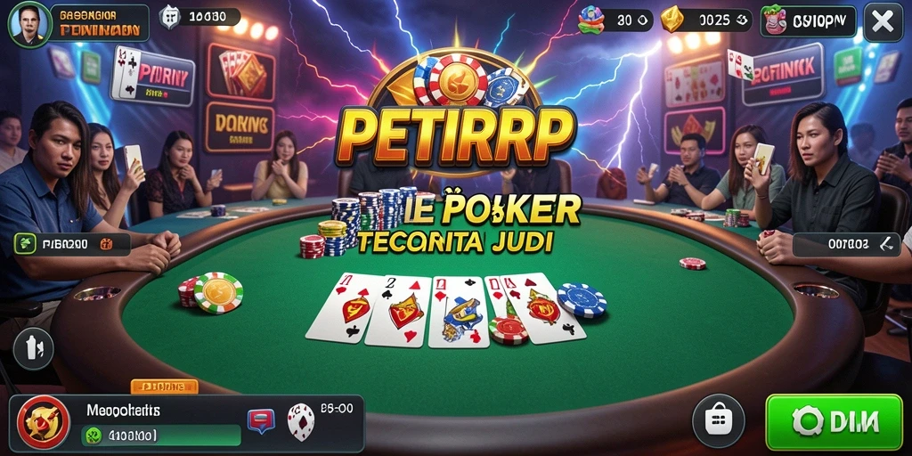 Screenshot PETIRRP menampilkan gameplay poker yang mendebarkan dan penuh strategi.