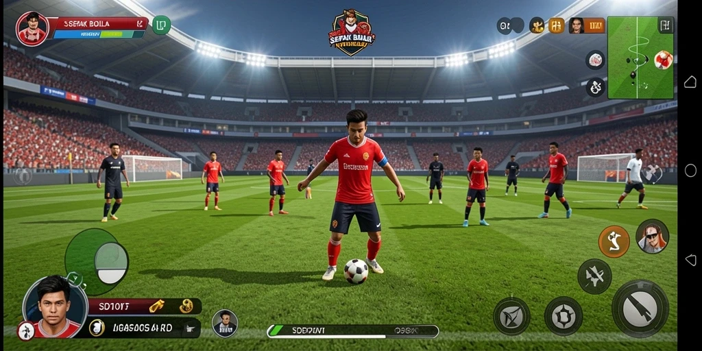 Tampilan gameplay memukau dari SD107 dengan aksi sepak bola yang dinamis.
