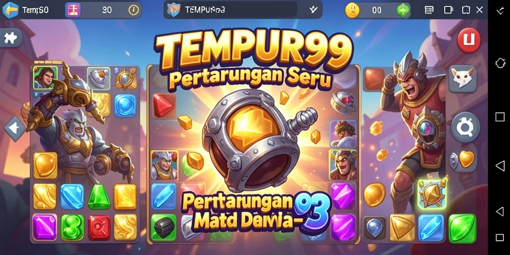 Screenshot TEMPUR99 menampilkan aksi permainan Match-3 yang seru.